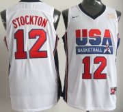 Wholesale Cheap 1992 Olympics Team USA #12 John Stockton White Swingman Jersey