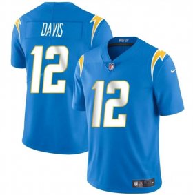 Cheap Men\'s Los Angeles Chargers #12 Derius Davis Blue 2024 Vapor Limited Football Stitched Jersey