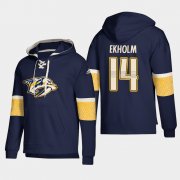 Wholesale Cheap Nashville Predators #14 Mattias Ekholm Navy adidas Lace-Up Pullover Hoodie