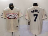 Cheap Men's New York Yankees #7 Mickey Mantle Cream Limited Stitched Baseball Jersey