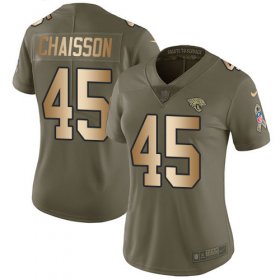 Wholesale Cheap Nike Jaguars #45 K\'Lavon Chaisson Olive/Gold Women\'s Stitched NFL Limited 2017 Salute To Service Jersey