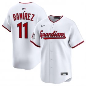 Cheap Men\'s Cleveland Guardians #11 Jose Ramirez White Home Limited Stitched Baseball Jersey