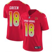 Wholesale Cheap Nike Bengals #18 A.J. Green Red Youth Stitched NFL Limited AFC 2018 Pro Bowl Jersey