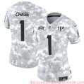 Cheap Women's Cincinnati Bengals #1 Ja'Marr Chase 2024 F.U.S.E Arctic Camo Salute To Service Limited Stitched Football Jersey(Run Small)