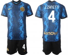 Wholesale Cheap Men 2021-2022 Club Inter Milan home blue 4 Nike Soccer Jersey