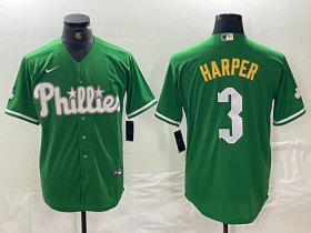 Cheap Men\'s Philadelphia Phillies #3 Bryce Harper Green 2024 City Connect Stitched Jersey