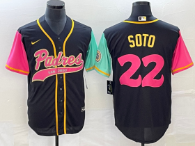 Wholesale Cheap Men\'s San Diego Padres #22 Juan Soto Black NEW 2023 City Connect Cool Base Stitched Jersey 1