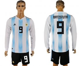 Wholesale Cheap Argentina #9 Batistuta Home Long Sleeves Soccer Country Jersey