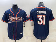 Wholesale Cheap Men's Denver Broncos #31 Justin Simmons Navy Blue Stitched Cool Base Nike Baseball Jersey