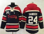 Wholesale Cheap Braves #24 Deion Sanders Navy Blue Sawyer Hooded Sweatshirt MLB Hoodie