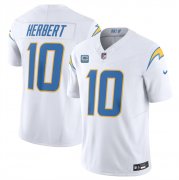 Cheap Men's Los Angeles Chargers #10 Justin Herbert White 2024 F.U.S.E. With 4-Star C Patch Vapor Untouchable Limited Stitched Jersey