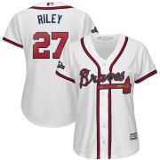 Wholesale Cheap Atlanta Braves #27 Austin Riley Majestic Women's 2019 Postseason Official Cool Base Player Jersey White