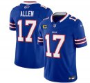 Wholesale Cheap Men's Buffalo Bills #17 Josh Allen Blue 2023 F.U.S.E. With 4-Star C Patch Vapor Untouchable Limited Football Stitched Jersey