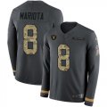 Wholesale Cheap Nike Raiders #8 Marcus Mariota Anthracite Salute to Service Youth Stitched NFL Limited Therma Long Sleeve Jersey