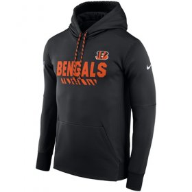 Wholesale Cheap Men\'s Cincinnati Bengals Nike Black Sideline ThermaFit Performance PO Hoodie