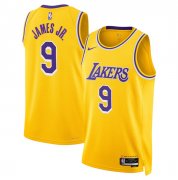 Cheap Men's Los Angeles Lakers #9 Bronny James Jr. Yellow 2024 Draft Icon Edition Stitched Basketball Jersey