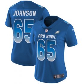 Wholesale Cheap Nike Eagles #65 Lane Johnson Royal Women\'s Stitched NFL Limited NFC 2018 Pro Bowl Jersey