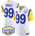 Cheap Men's Los Angeles Rams #99 Aaron Donald White 2024 NFC West Champions With 4-Star C Patch F.U.S.E. Vapor Untouchable Stitched Football Jersey