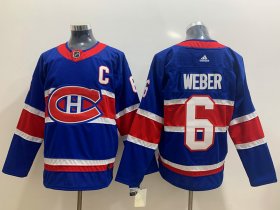 Wholesale Cheap Men\'s Montreal Canadiens #6 Shea Weber Blue Adidas 2020-21 Alternate Authentic Player NHL Jersey