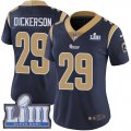 Wholesale Cheap Nike Rams #29 Eric Dickerson Navy Blue Team Color Super Bowl LIII Bound Women's Stitched NFL Vapor Untouchable Limited Jersey