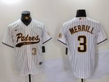 Cheap Men's San Diego Padres #3 Jackson Merrill White 2023 Cool Base Stitched Jerseys