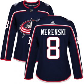 Wholesale Cheap Adidas Blue Jackets #8 Zach Werenski Navy Blue Home Authentic Women\'s Stitched NHL Jersey