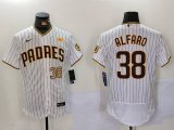 Cheap Men's San Diego Padres #38 Jorge Alfaro White With PS Patch Stitched Flex Base Jerseys