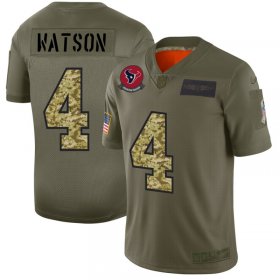 Wholesale Cheap Houston Texans #4 Deshaun Watson Men\'s Nike 2019 Olive Camo Salute To Service Limited NFL Jersey