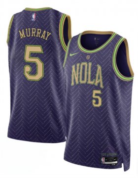 Cheap Men\'s New Orleans Pelicans #5 Dejounte Murray Purple 2024-25 City Ediiton Stitched Basketball Jersey