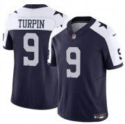 Cheap Men's Dallas Cowboys #9 KaVontae Turpin Navy White Thanksgiving Vapor Untouchable Limited Stitched Football Jersey