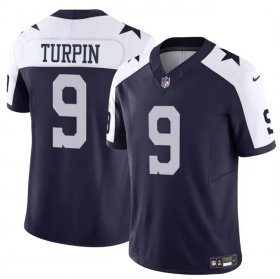 Cheap Men\'s Dallas Cowboys #9 KaVontae Turpin Navy White Thanksgiving Vapor Untouchable Limited Stitched Football Jersey