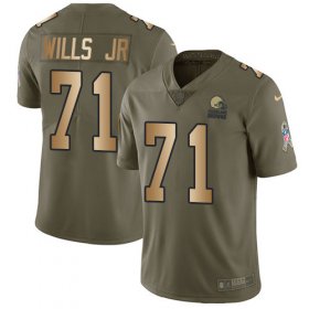 Wholesale Cheap Nike Browns #71 Jedrick Wills JR Olive/Gold Men\'s Stitched NFL Limited 2017 Salute To Service Jersey