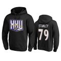 Wholesale Cheap Baltimore Ravens #79 Ronnie Stanley Men's Black Team 25th Season Pullover Hoodie