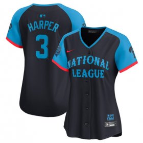 Cheap Women\'s National League #3 Bryce Harper Navy 2024 All-Star Limited Stitched Baseball Jersey(Run Small)