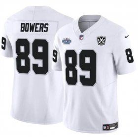 Cheap Men\'s Las Vegas Raiders #89 Brock Bowers White 2024 F.U.S.E 65th Anniversary Patch Vapor Stitched Football Jersey