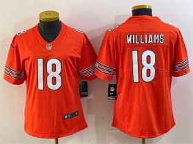 Cheap Women\'s Chicago Bears #18 Caleb Williams Orange 2024 Draft Vapor Football Stitched Jersey(Run Small)