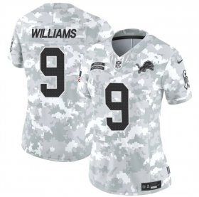 Cheap Women\'s Detroit Lions #9 Jameson Williams 2024 F.U.S.E Arctic Camo Salute To Service Limited Stitched Jersey(Run Small)