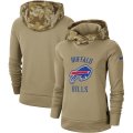 Wholesale Cheap Women's Buffalo Bills Nike Khaki 2019 Salute to Service Therma Pullover Hoodie