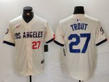 Cheap Men's Los Angeles Dodgers #27 Mike Trout Number Cream 2024 City Connect Limited Stitched Jerseys