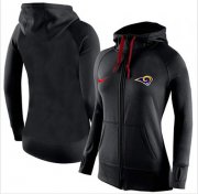 Wholesale Cheap Women's Nike Los Angeles Rams Full-Zip Performance Hoodie Black