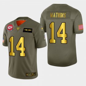 Wholesale Cheap Kansas City Chiefs #14 Sammy Watkins Men\'s Nike Olive Gold 2019 Salute to Service Limited NFL 100 Jersey