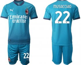 Wholesale Cheap Men 2020-2021 club AC milan away 22 blue Soccer Jerseys1