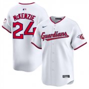 Cheap Men's Cleveland Guardians #24 Triston McKenzie White Home Limited Stitched Baseball Jersey