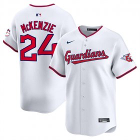 Cheap Men\'s Cleveland Guardians #24 Triston McKenzie White Home Limited Stitched Baseball Jersey