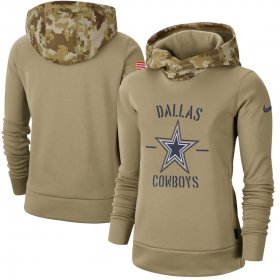 Wholesale Cheap Women\'s Dallas Cowboys Nike Khaki 2019 Salute to Service Therma Pullover Hoodie