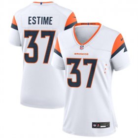 Cheap Women\'s Denver Broncos #37 Audric Estime White 2024 Football Stitched Jersey(Run Small)