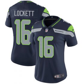 Wholesale Cheap Nike Seahawks #16 Tyler Lockett Steel Blue Team Color Women\'s Stitched NFL Vapor Untouchable Limited Jersey