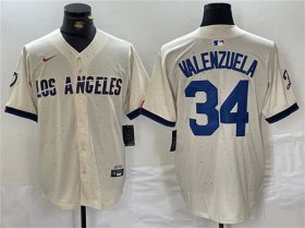 Wholesale Cheap Men\'s Los Angeles Dodgers #34 Toro Valenzuela Cream Stitched Baseball Jersey