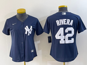 Cheap Women\'s New York Yankees #42 Mariano Rivera Name Navy Blue Cool Base Stitched Baseball Jersey