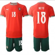 Cheap Men's Portugal Team #18 Pedro Neto 2025 Red Home Soccer Jersey Suit